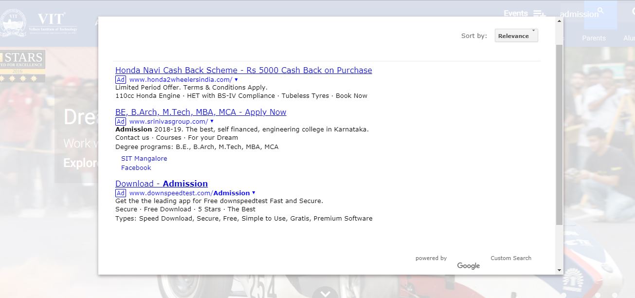 turn off competitor ads in google custom search cse