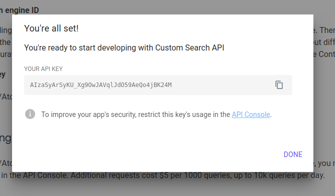 Google custom search JSON API simplified