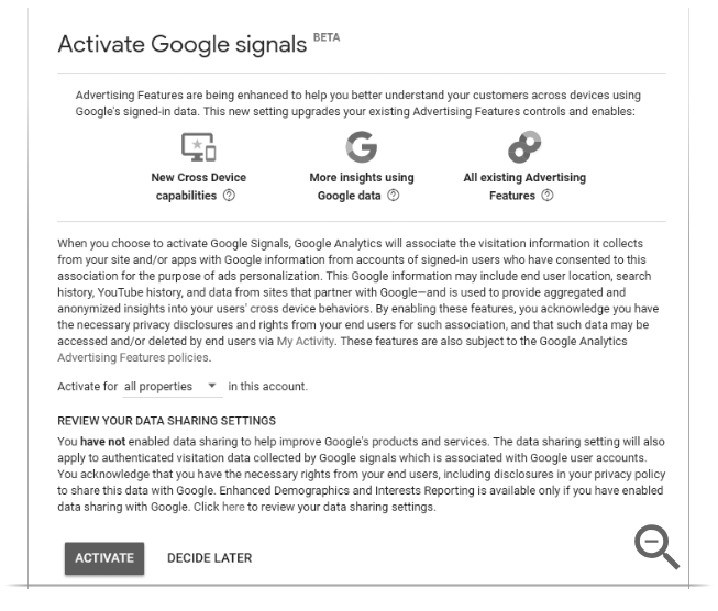 how to activate google signals