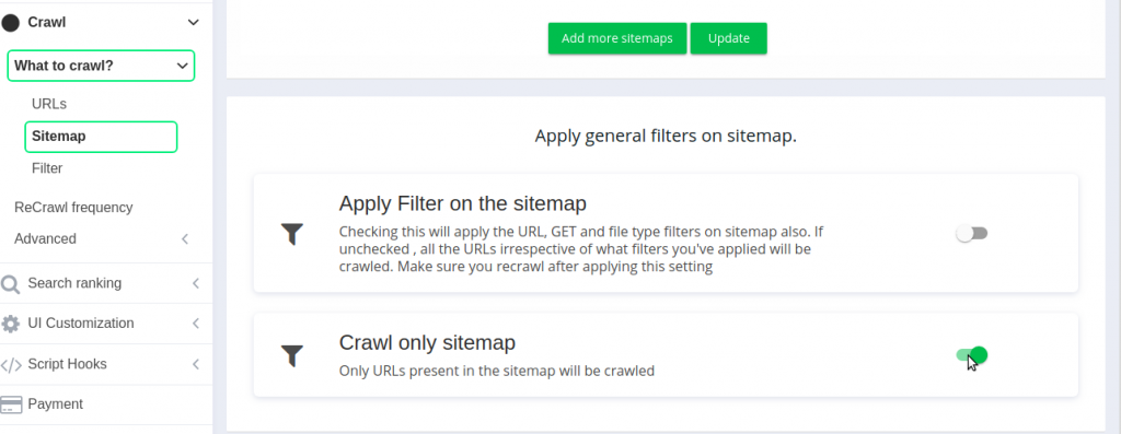 crawl only sitemap