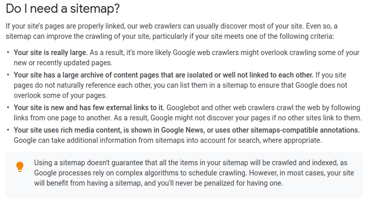 do i need a sitemap according to google
