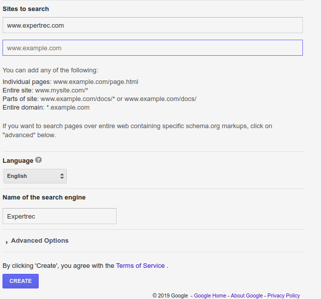 How to create custom search in google- control panel