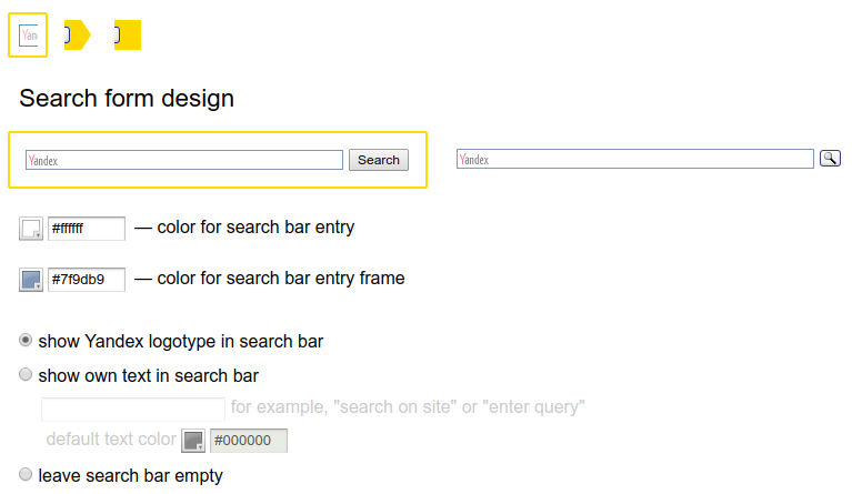 Yandex custom search