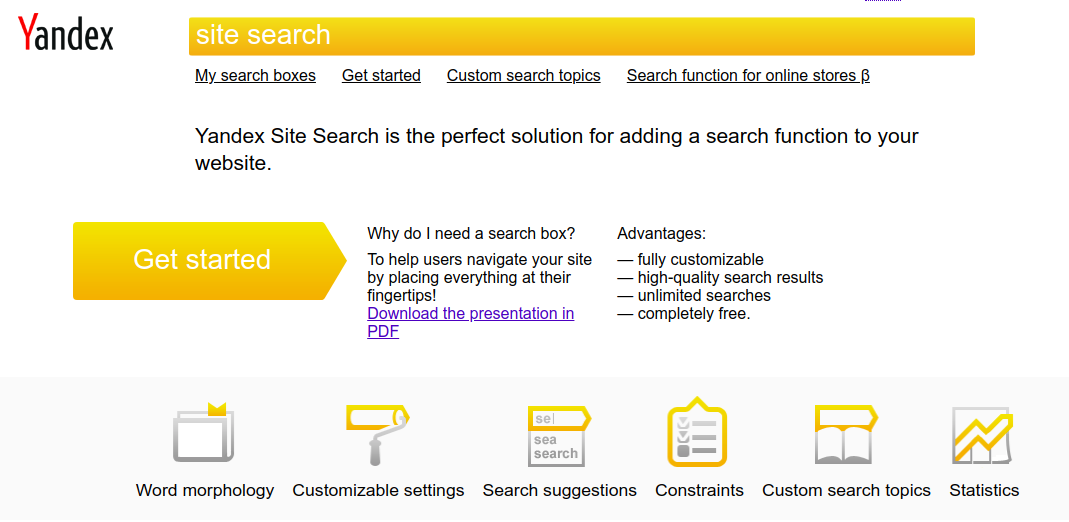 yandex custom search