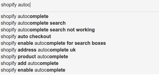 Ecommerce Shopify Autocomplete search box