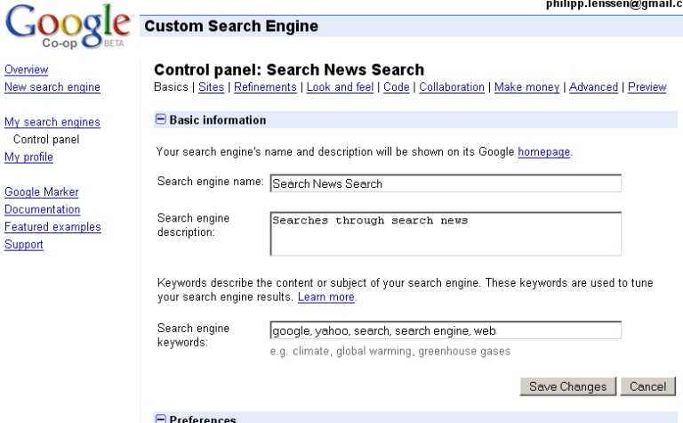 Add search engine. Add search engine