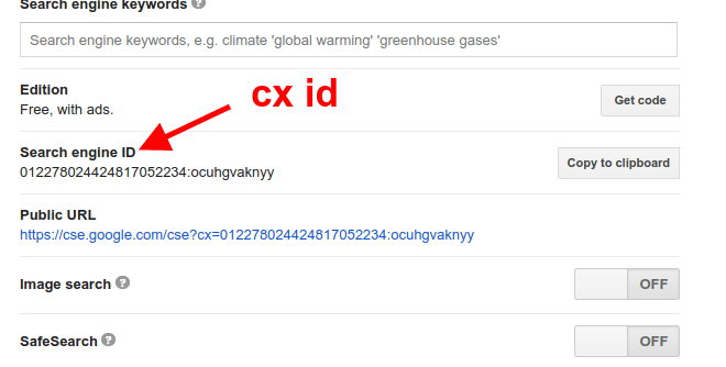 Get your google custom search engine ID (CX id)