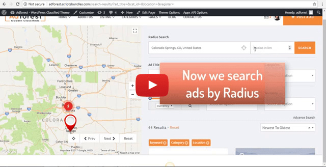 wordpress customizable radius search module