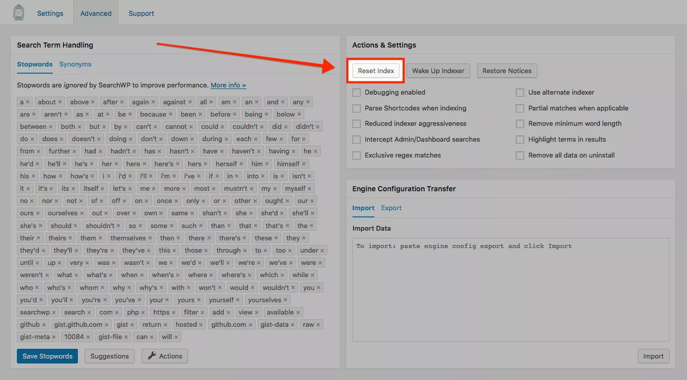 WordPress Search Index