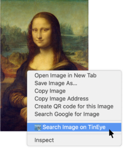 Using Tinyeye chrome extension 