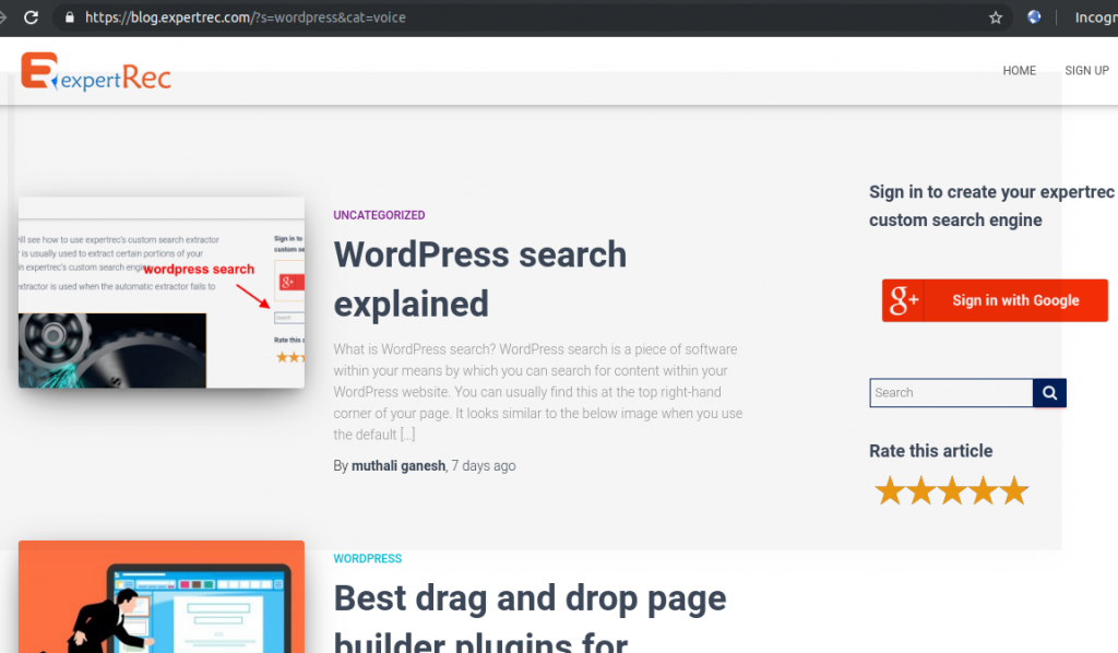 How to search in wordpress