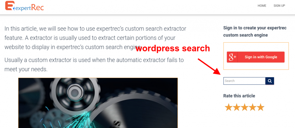 Wordpress search engine