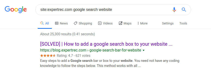 google search limit to one website