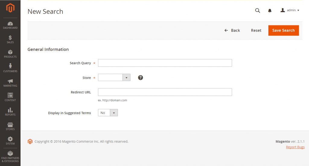 add new search term magento 2
