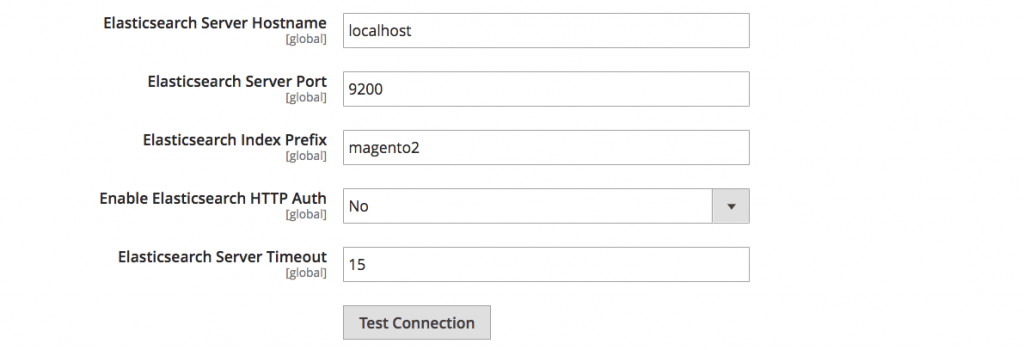 elasticsearch connection settings