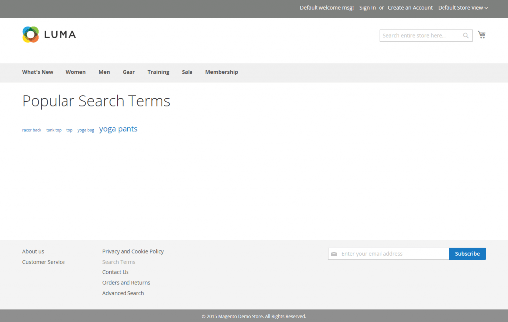 popular search terms magento 2
