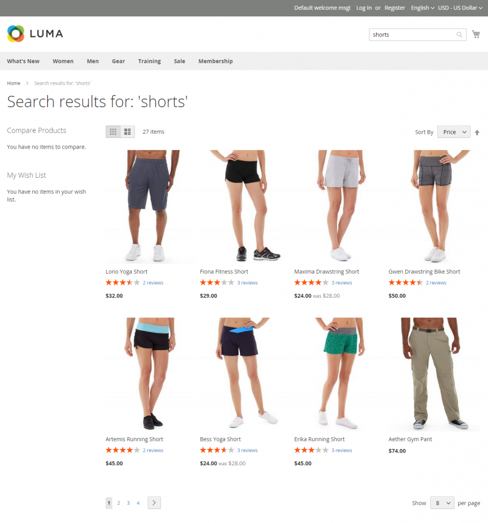 search results page magento 2