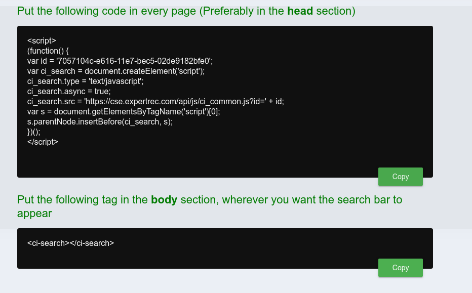 custom search code