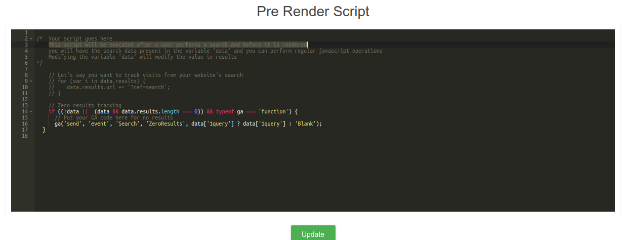 custom search pre render script