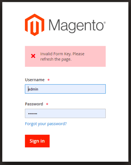 magento 2.3 invalid form key