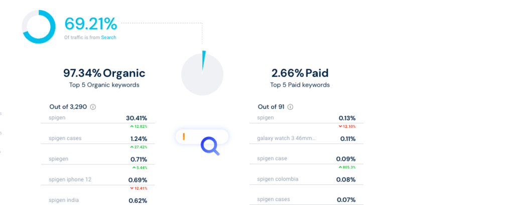 Spigen Organic Traffic Statistics