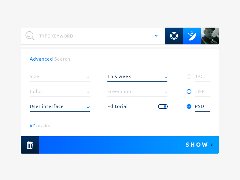 advanced search UI