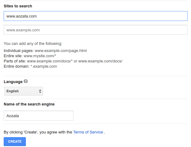 create a custom search engine google