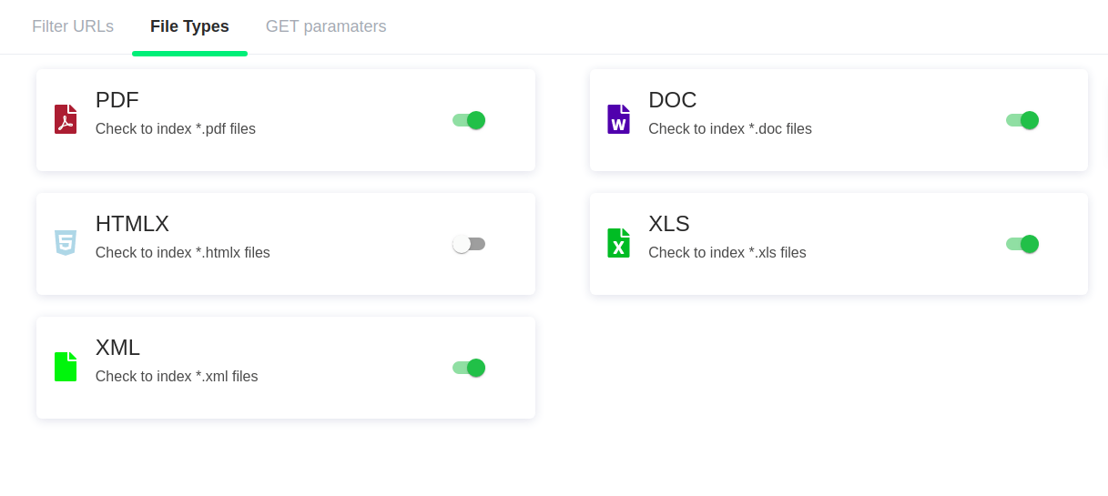 Control what filetypes gets crawled