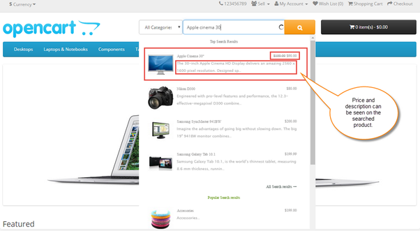 opencart search