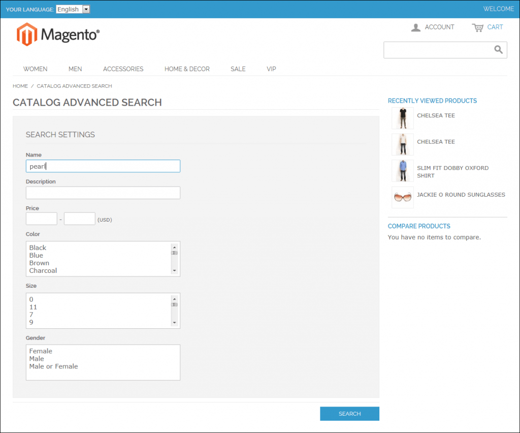 Magento Advanced Search