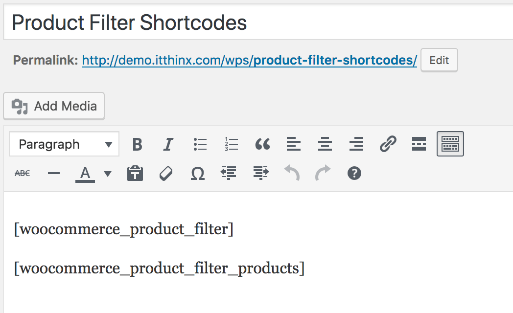 woocommerce product filter shortcode