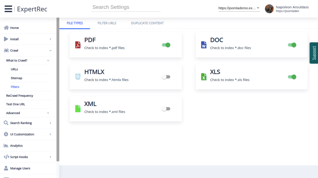 Use ExpertRec Site Search to search PDF Docx and other file formats