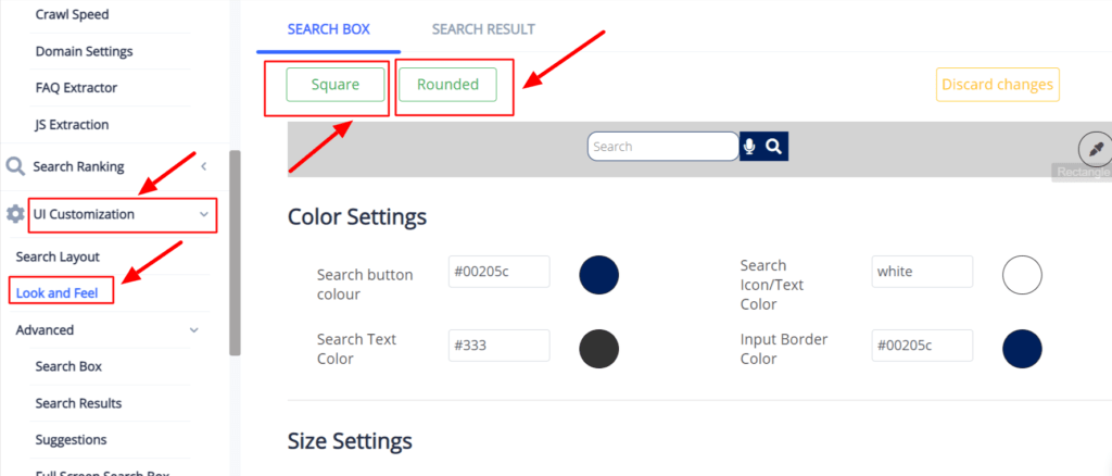 Change the look and feel of wix filter search