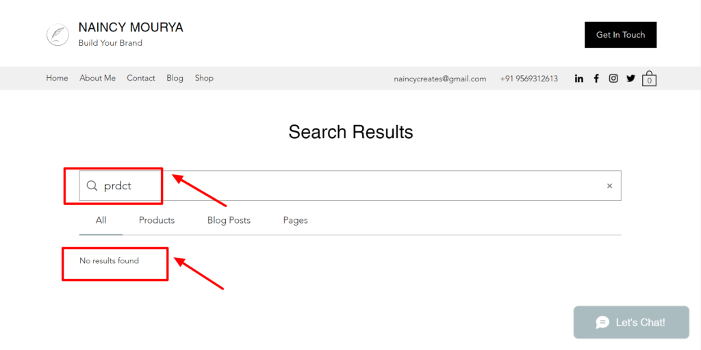 wix site search not working; showing no results