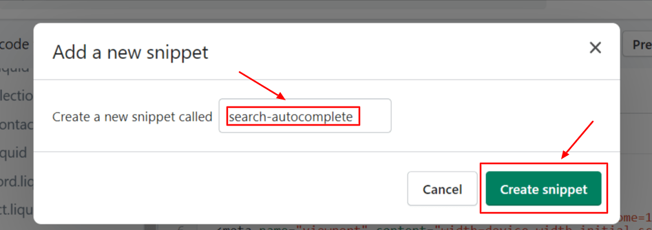 Create a new snippet called search-autocomplete