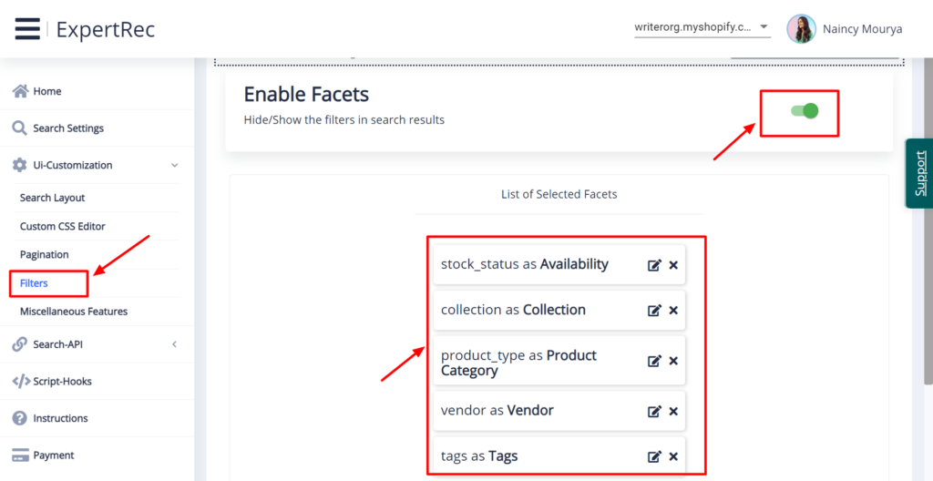 Expertrec Shopify Product filters