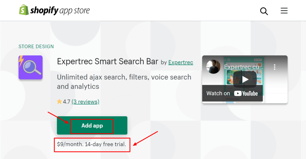 Get 14 day free trial with Expertrec Smart Search App