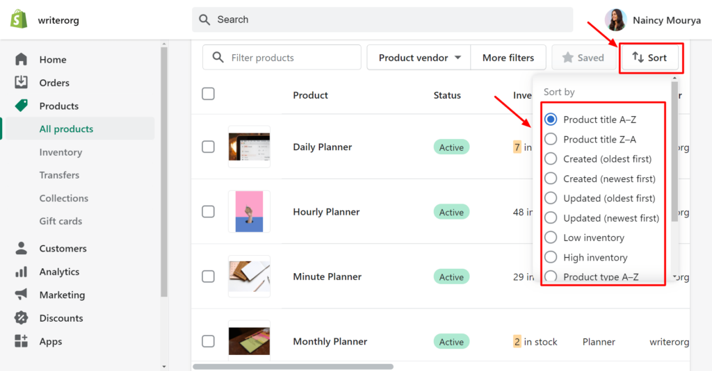 Sorting Shopify Search Products