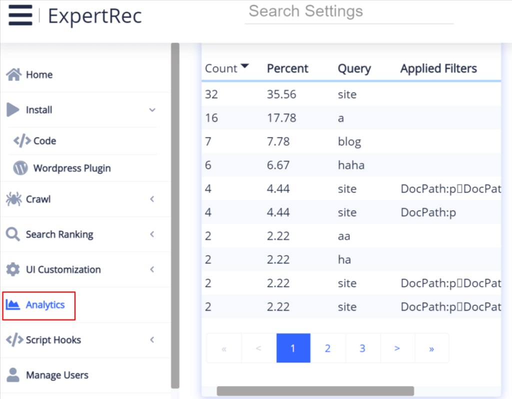 shopify search analytics using Expertrec smart search bar