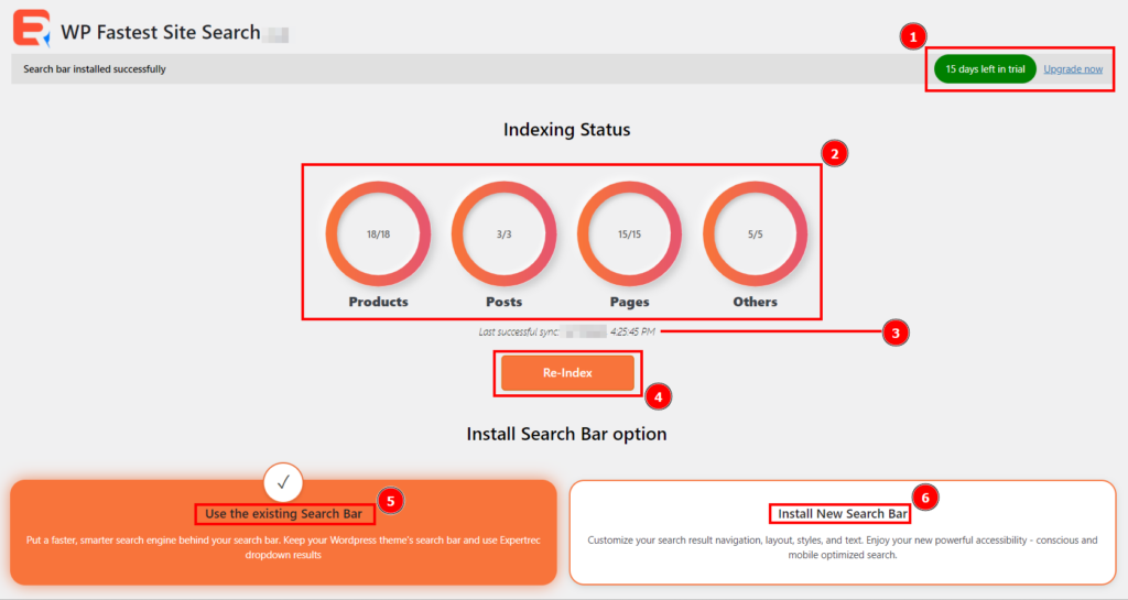 Basic dashboard [WP] - Expertrec custom search engine