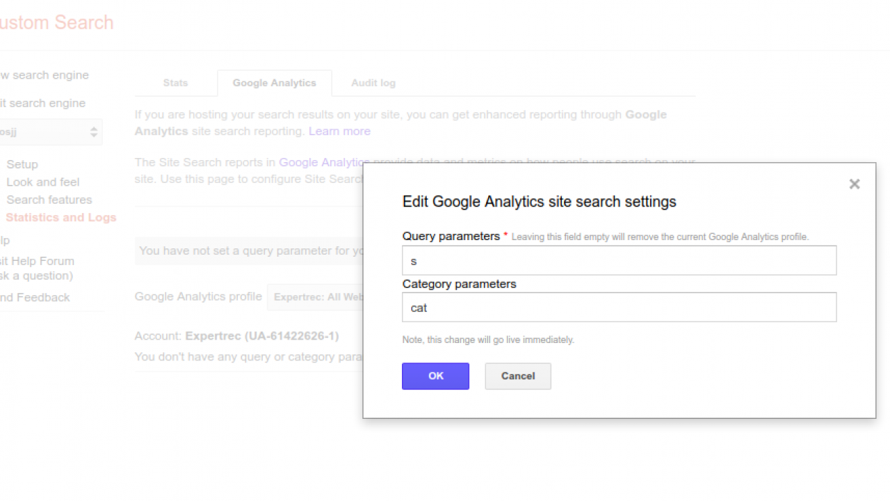 google custom search google analytics