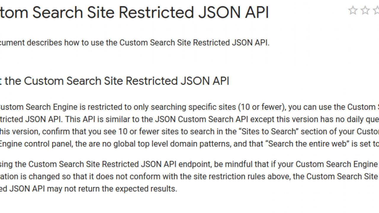 Google Custom Search Site Restricted JSON API