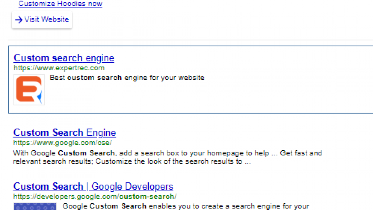 enable search promotions in google custom search using regex