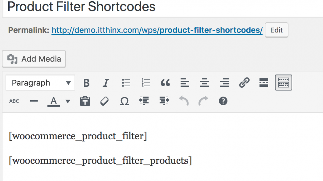 woocommerce product filter shortcode
